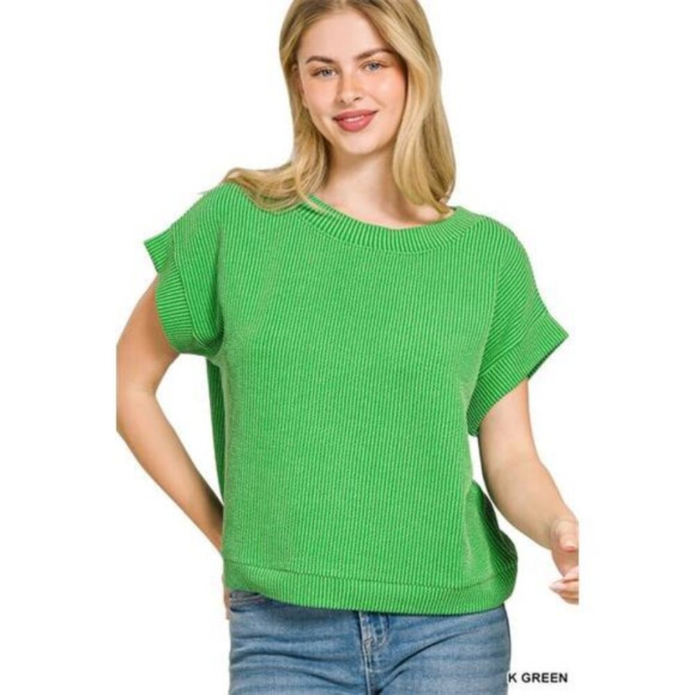 Zenana Raised Rib Cap Sleeve Top